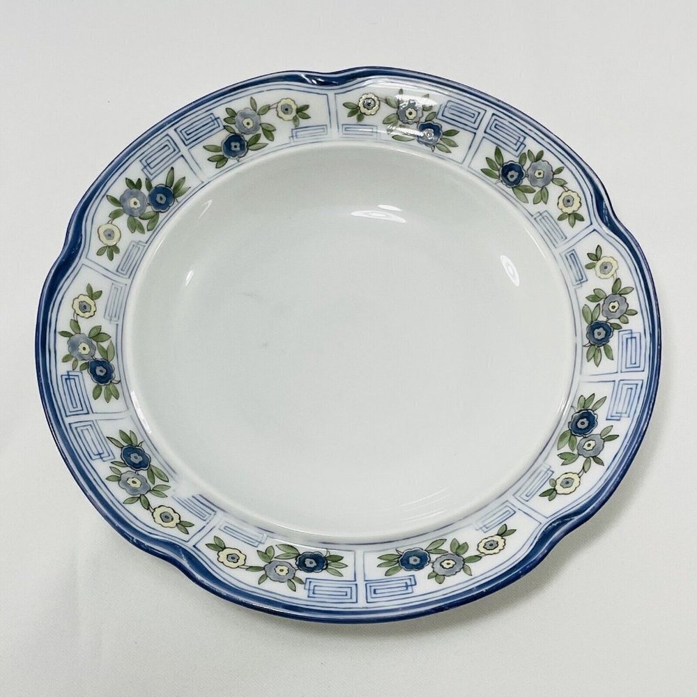 Vintage JC Louise Plate 9.25" Deep Bottom Soup Serving Scallop Blue Flower 1905